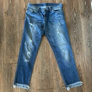 Flying Monkey Blue Ankle Cropped Jeans Distressed